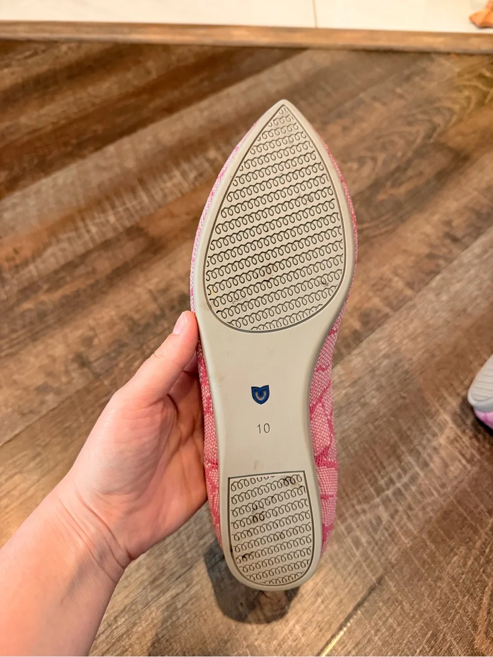 Rothy’s The Point Flats Women’s Size 10 Pink Patterned Knit Washable Pointed Toe - Picture 8 of 9